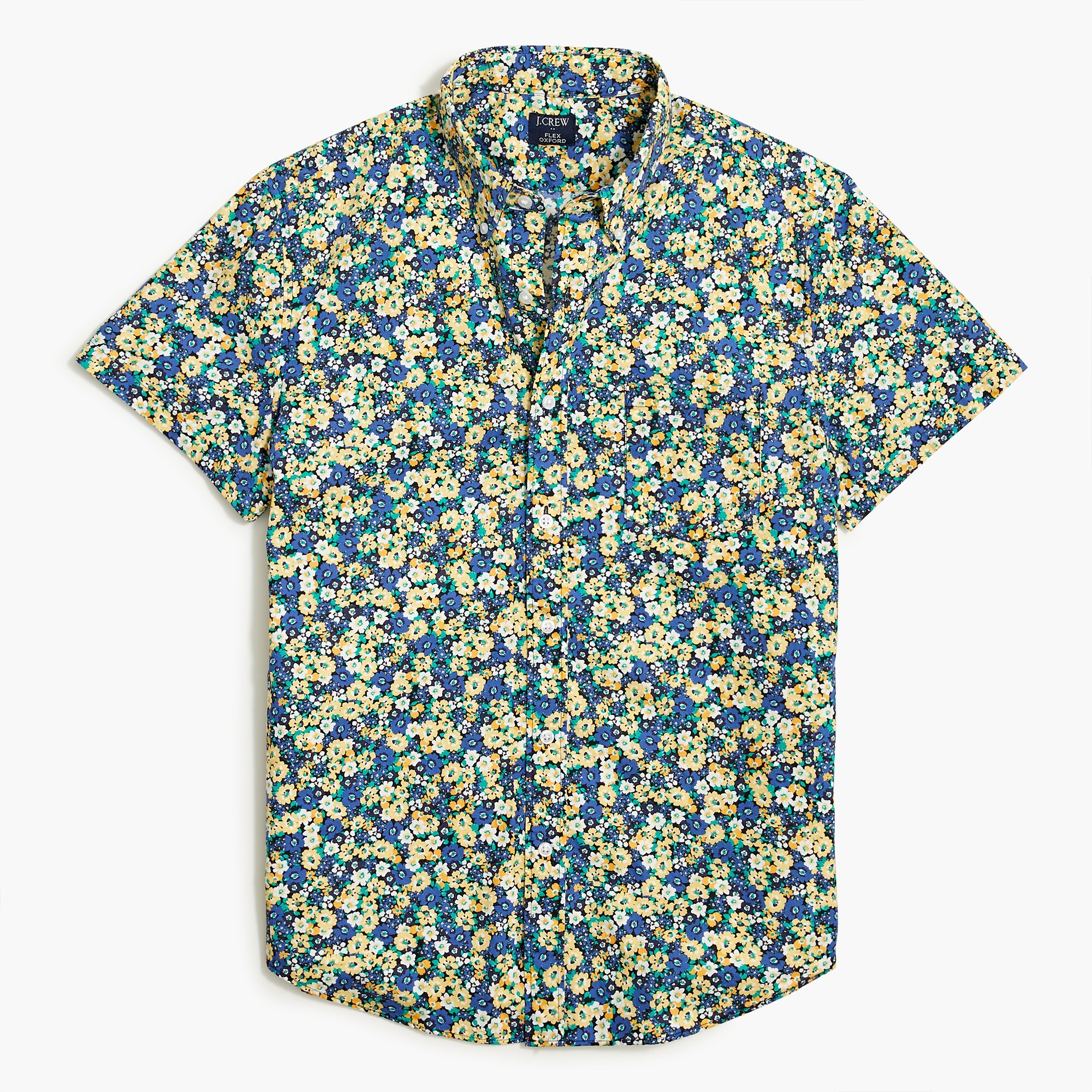  Printed short-sleeve slim flex casual shirt