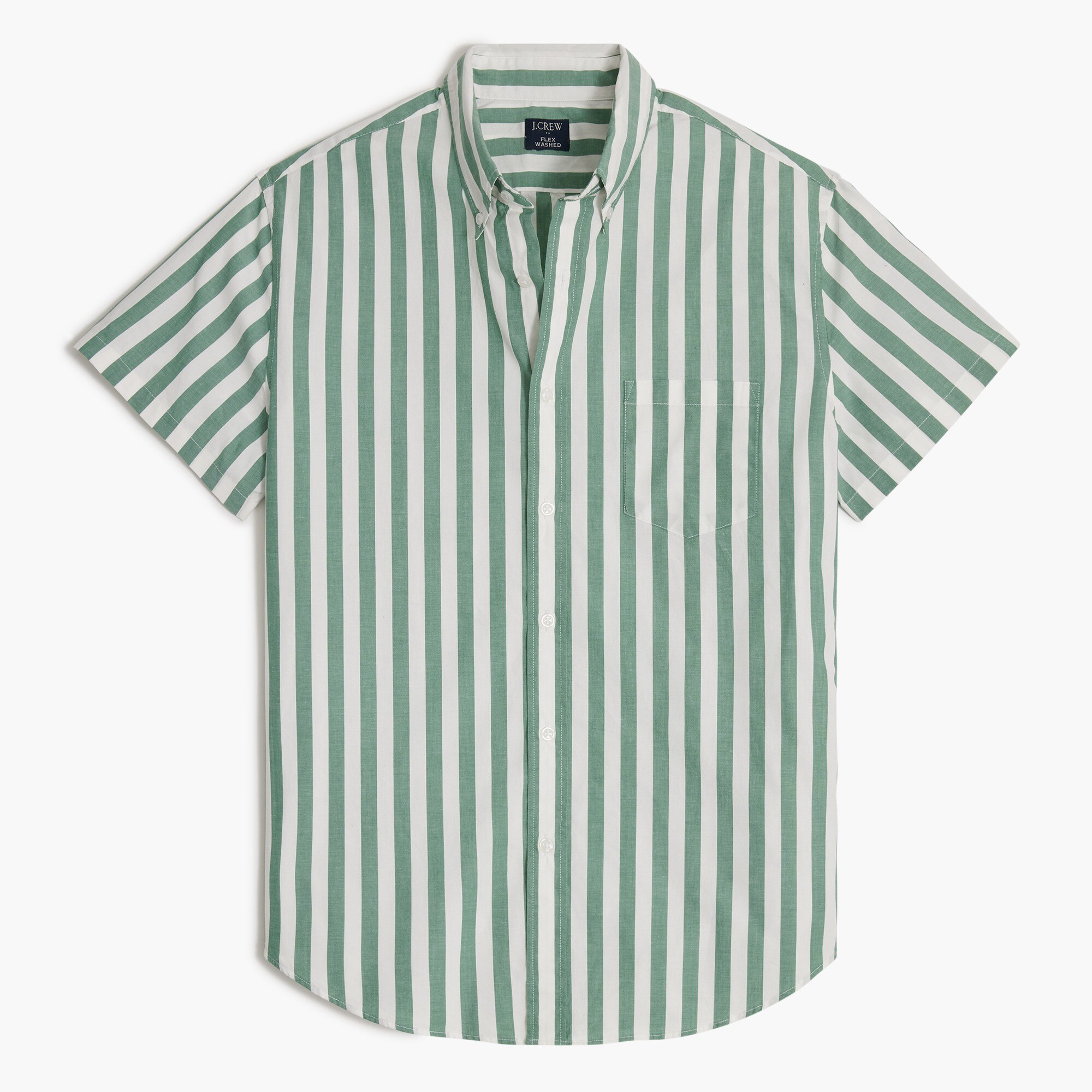 striped short-sleeve slim flex casual shirt for men