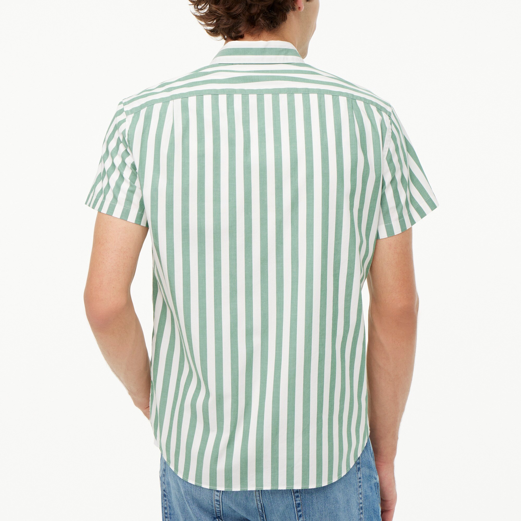 Striped short-sleeve slim flex casual shirt
