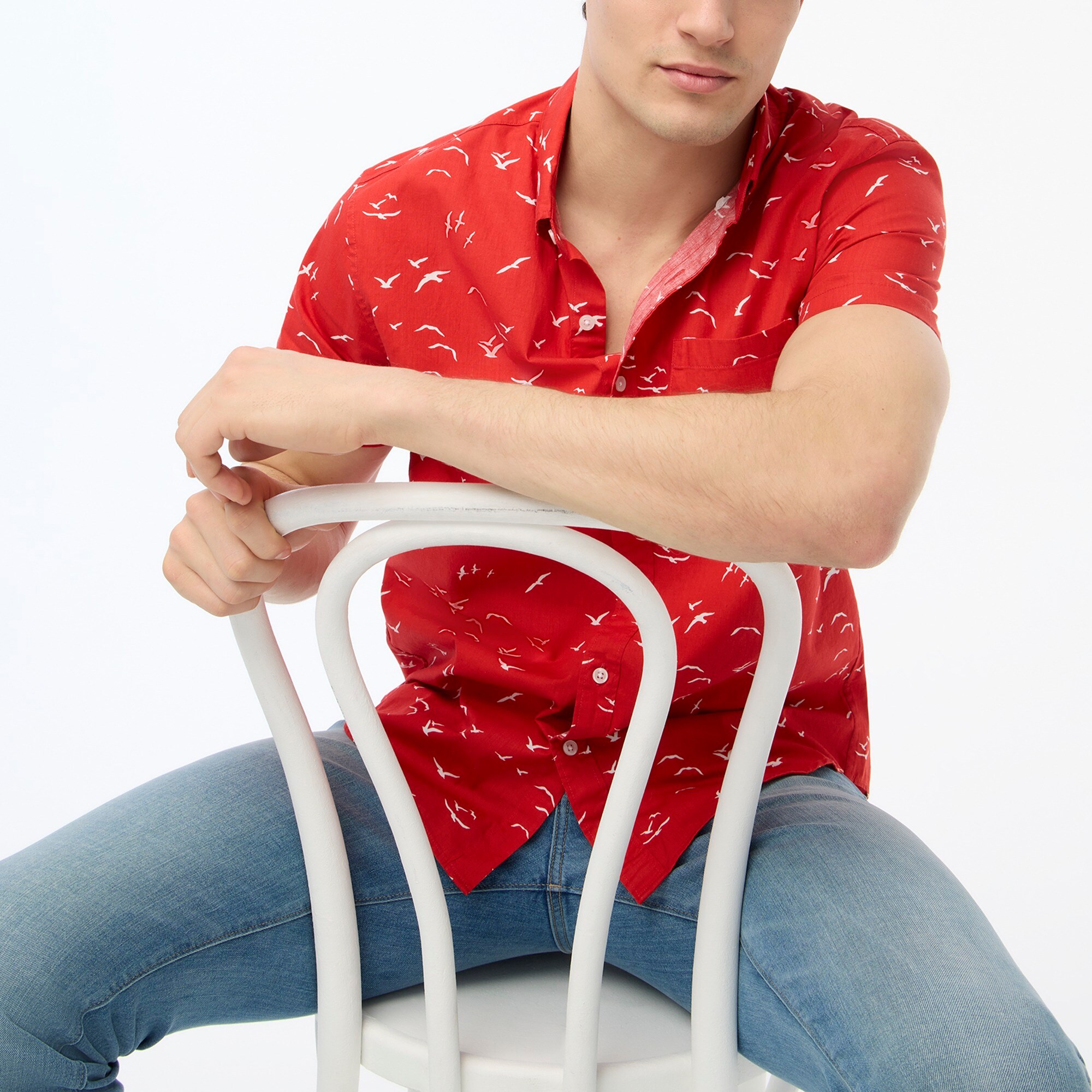 Short-sleeve slim flex casual shirt