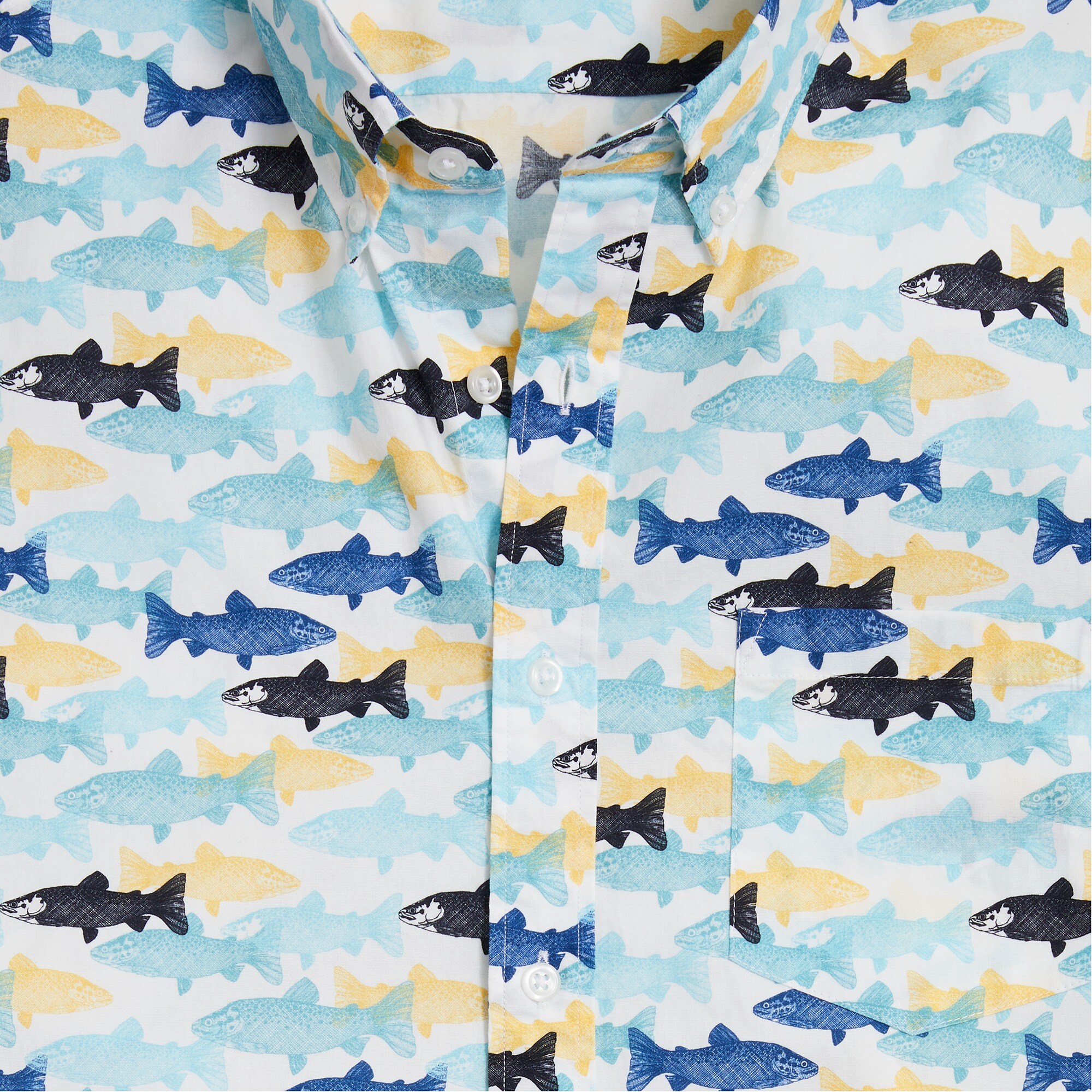 Printed short-sleeve slim flex casual shirt