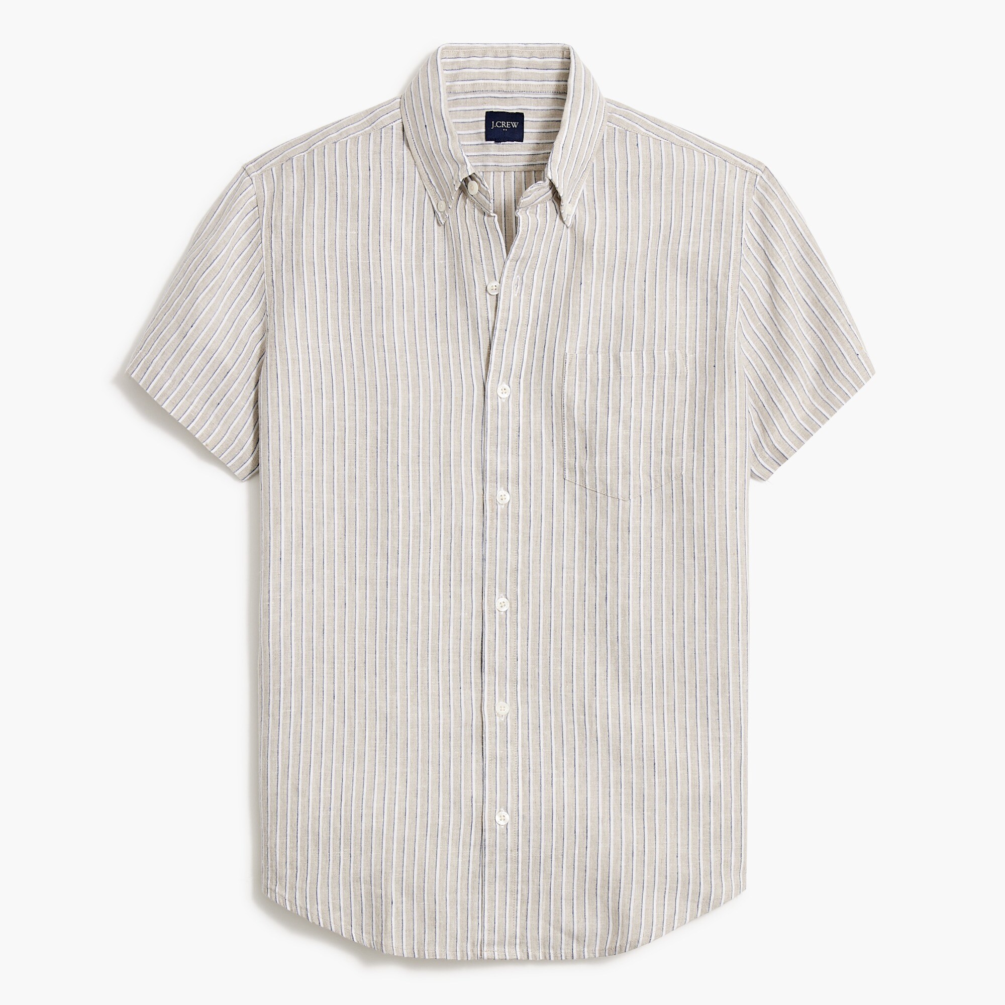 mens Short-sleeve slim linen-blend shirt