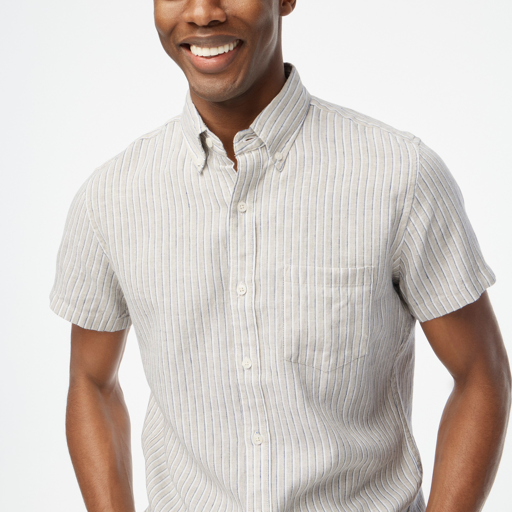  Short-sleeve linen-blend shirt