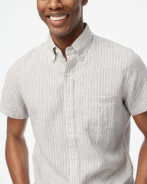 mens Short-sleeve slim linen-blend shirt