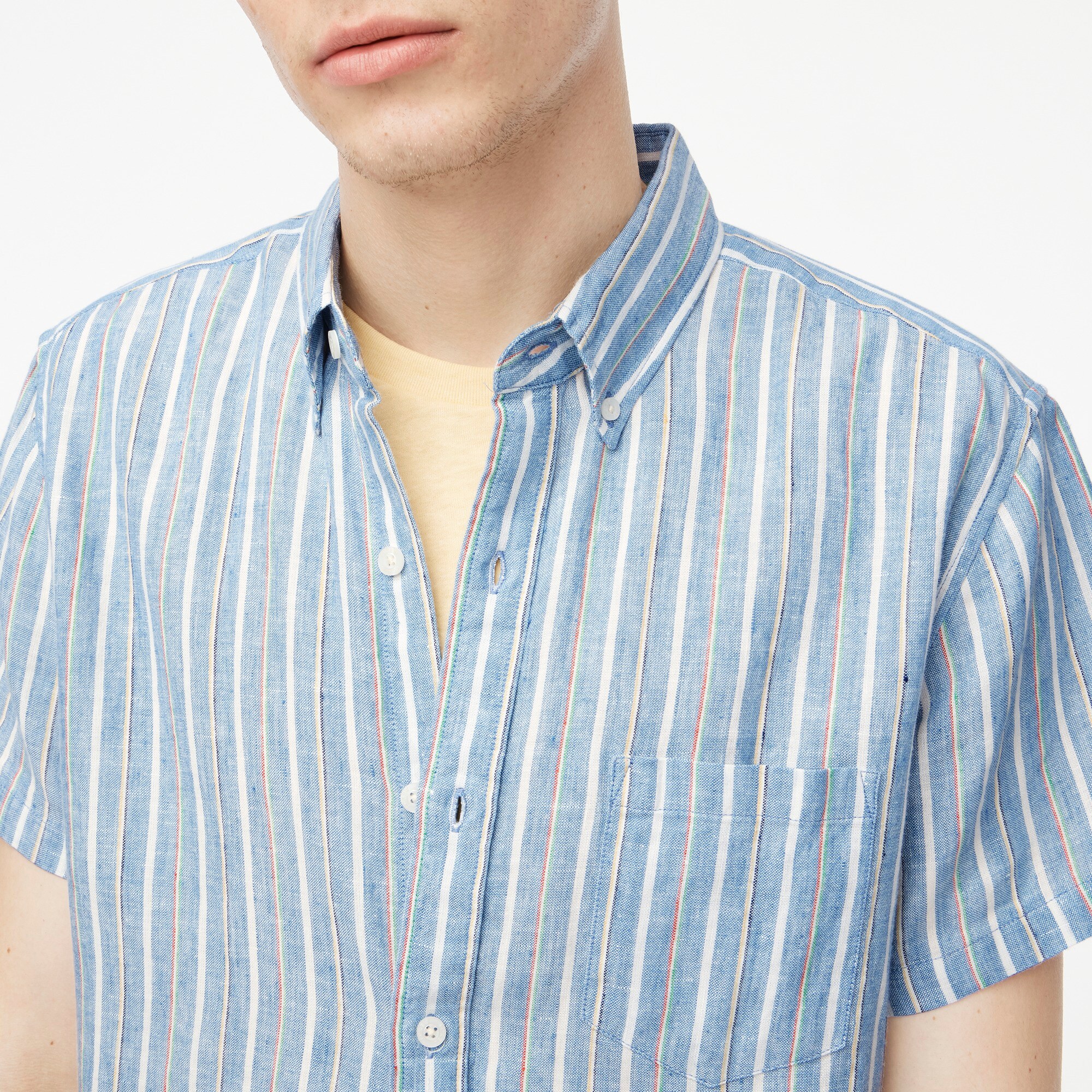 Short-sleeve linen-blend shirt