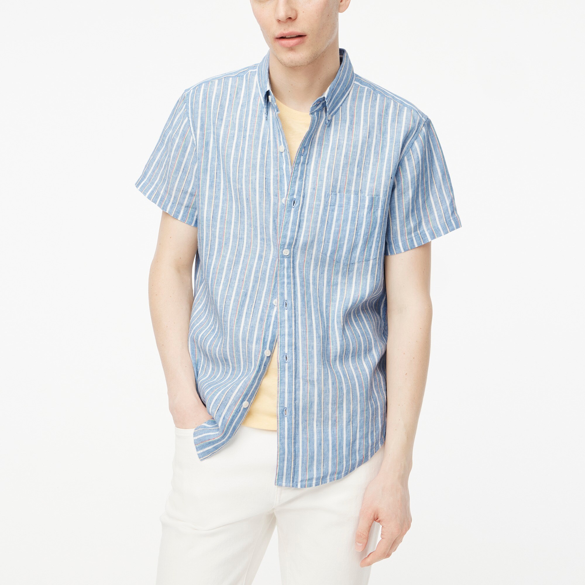 factory: short-sleeve linen-blend shirt for men