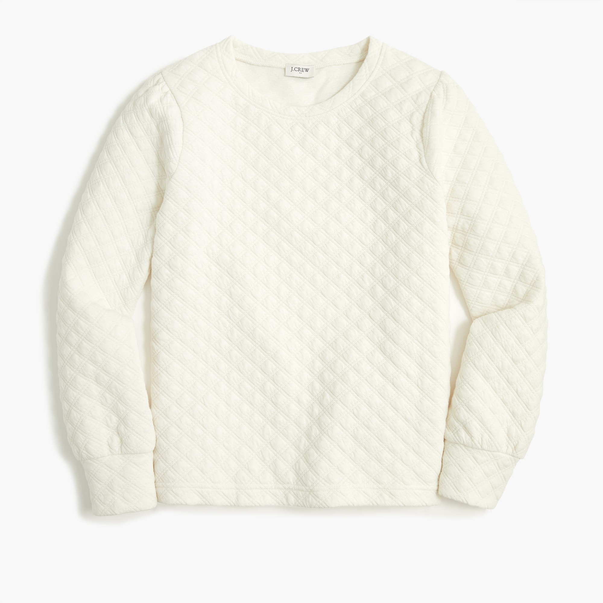 puff-sleeve quilted pullover sweatshirt for women