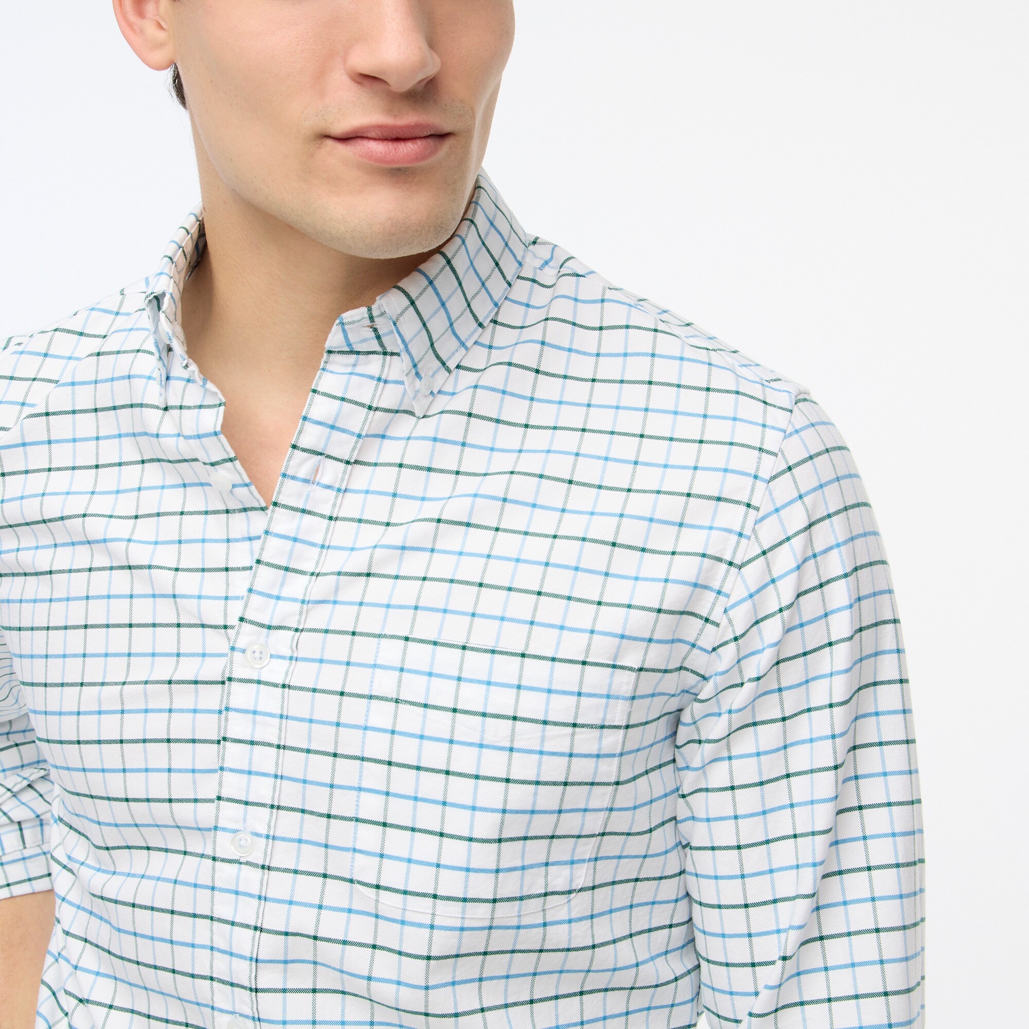 Tattersall long-sleeve flex oxford shirt