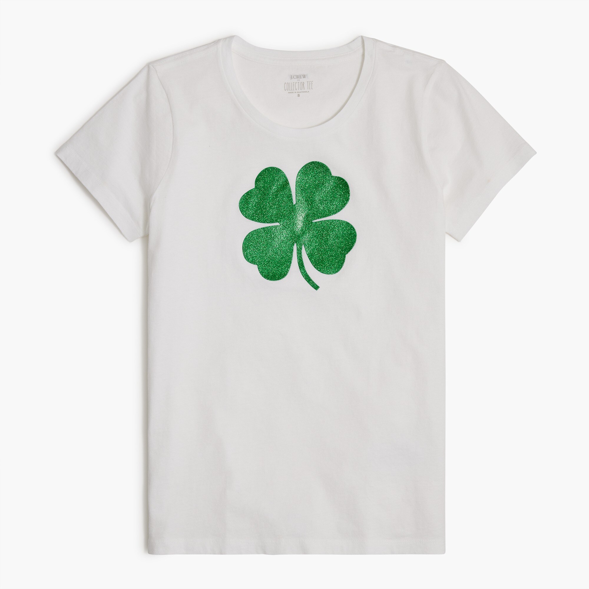 glitter clover graphic tee for women
