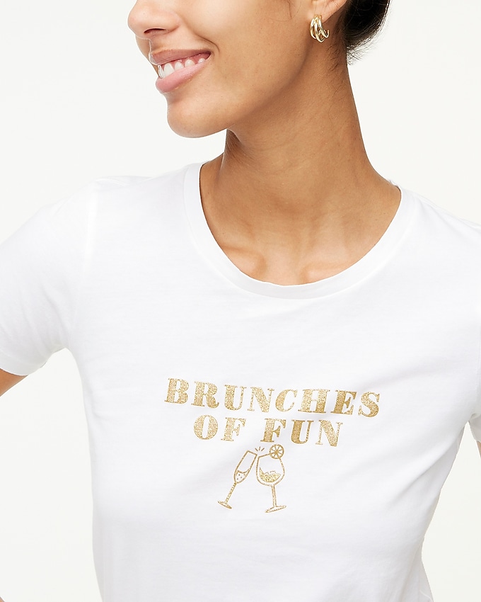 factory: &quot;brunches of fun&quot; glitter graphic tee for women, right side, view zoomed