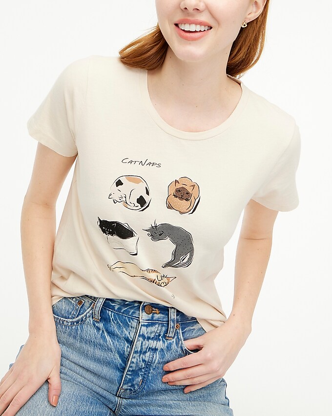 factory: cat naps graphic tee for women, right side, view zoomed