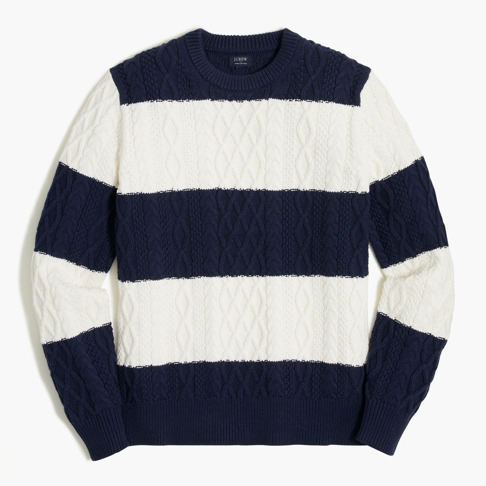 striped fisherman crewneck sweater for men