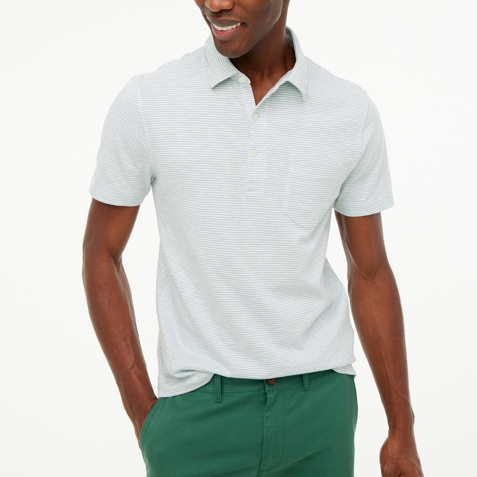 Striped slub jersey polo