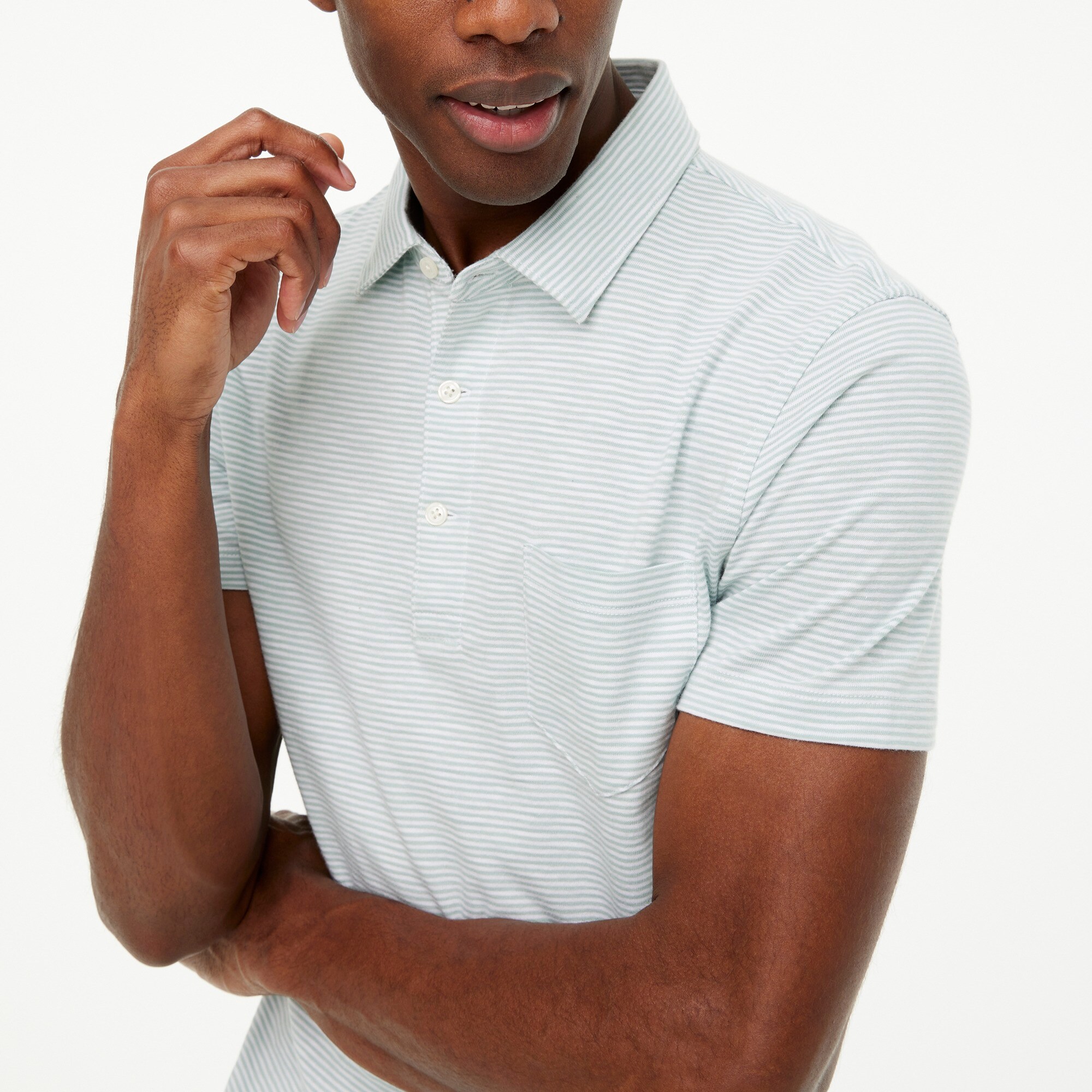 Striped slub jersey polo