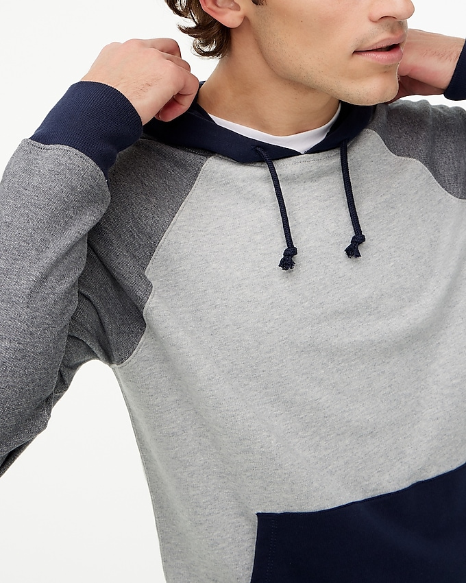 factory: colorblock terry hoodie for men, right side, view zoomed
