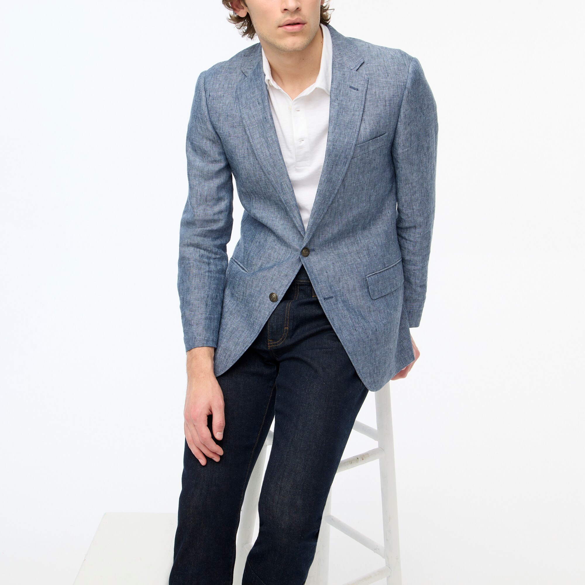 Slim-fit university blazer in linen