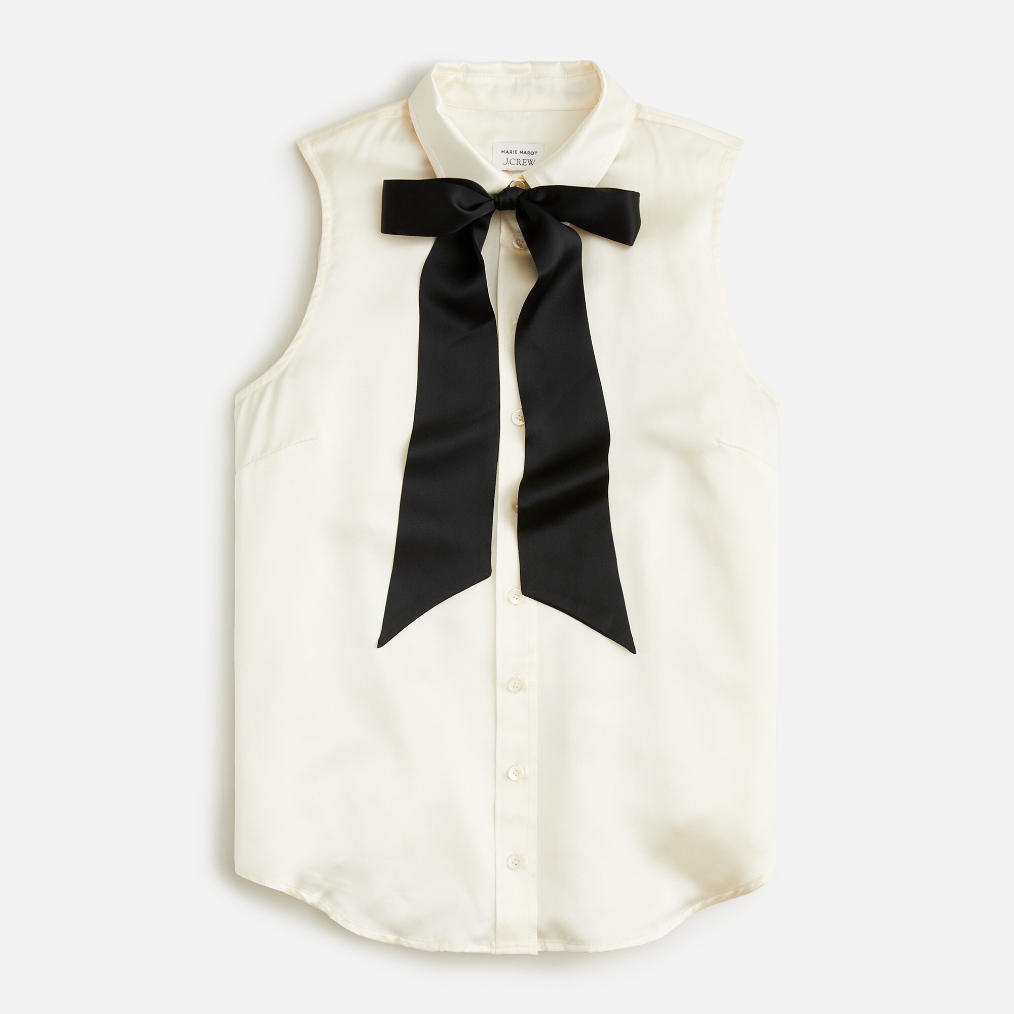 Marie Marot X J.Crew sleeveless silk charmeuse top with necktie