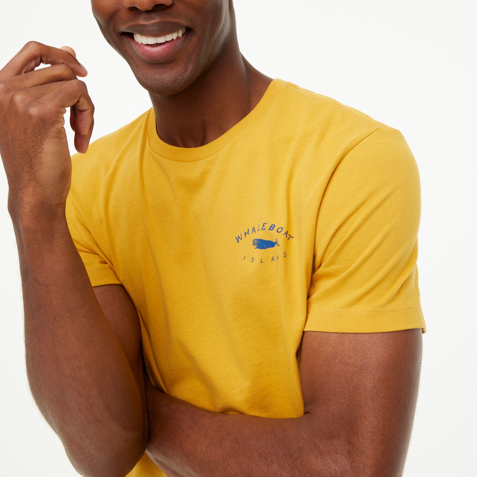factory: &quot;whaleboat island&quot; graphic tee for men, right side, view zoomed