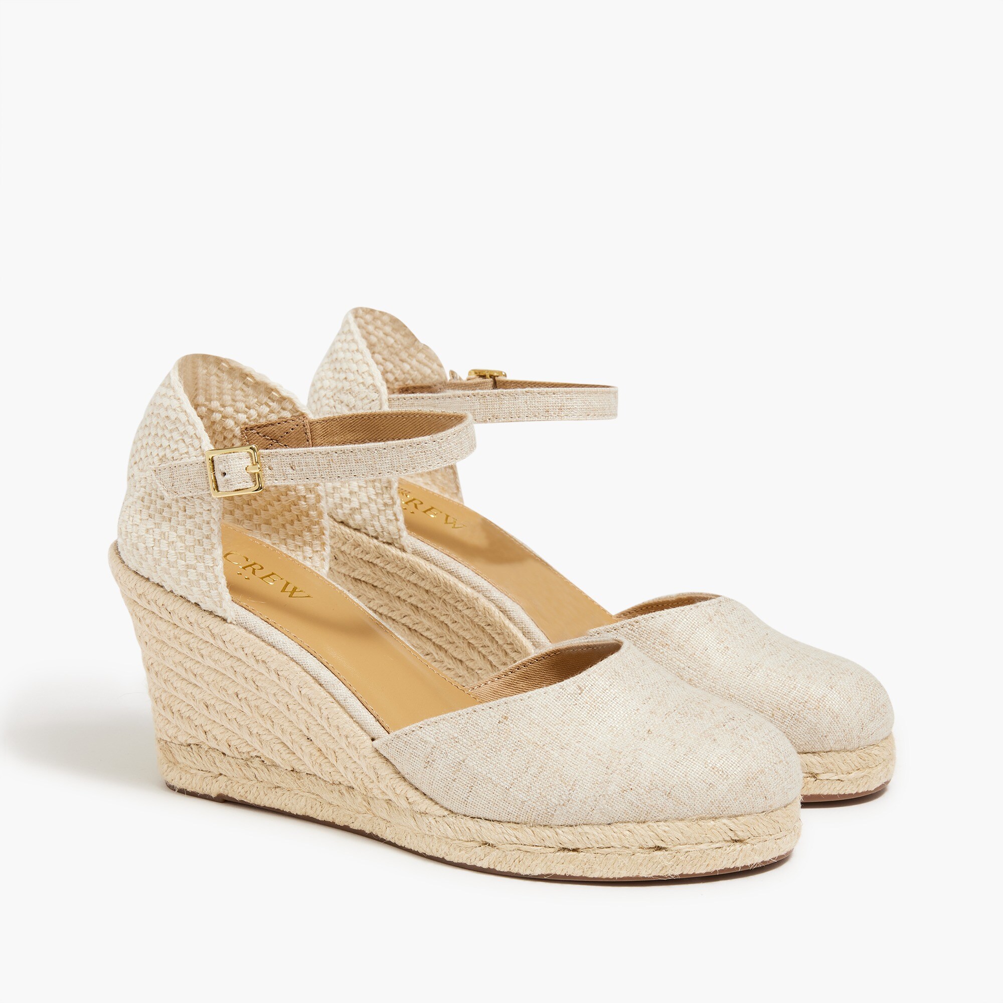 Ankle-strap espadrille wedges