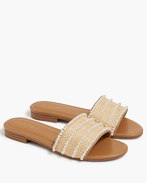 womens Raffia slide sandals