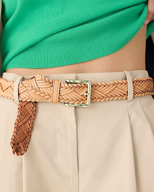 womens Plaited Italian leather belt