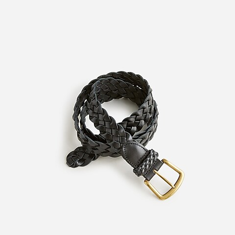 womens Long braided Italian leather belt