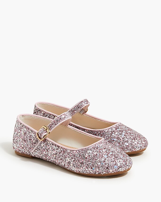 factory: girls&apos; glitter mary jane flats for girls, right side, view zoomed