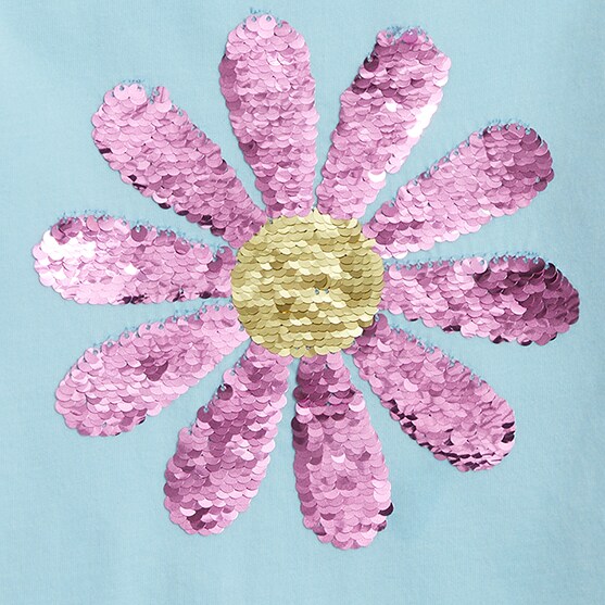 Girls&apos; daisy graphic tee PRETTY DAISY SEQUIN GRA factory: girls&apos; daisy graphic tee for girls