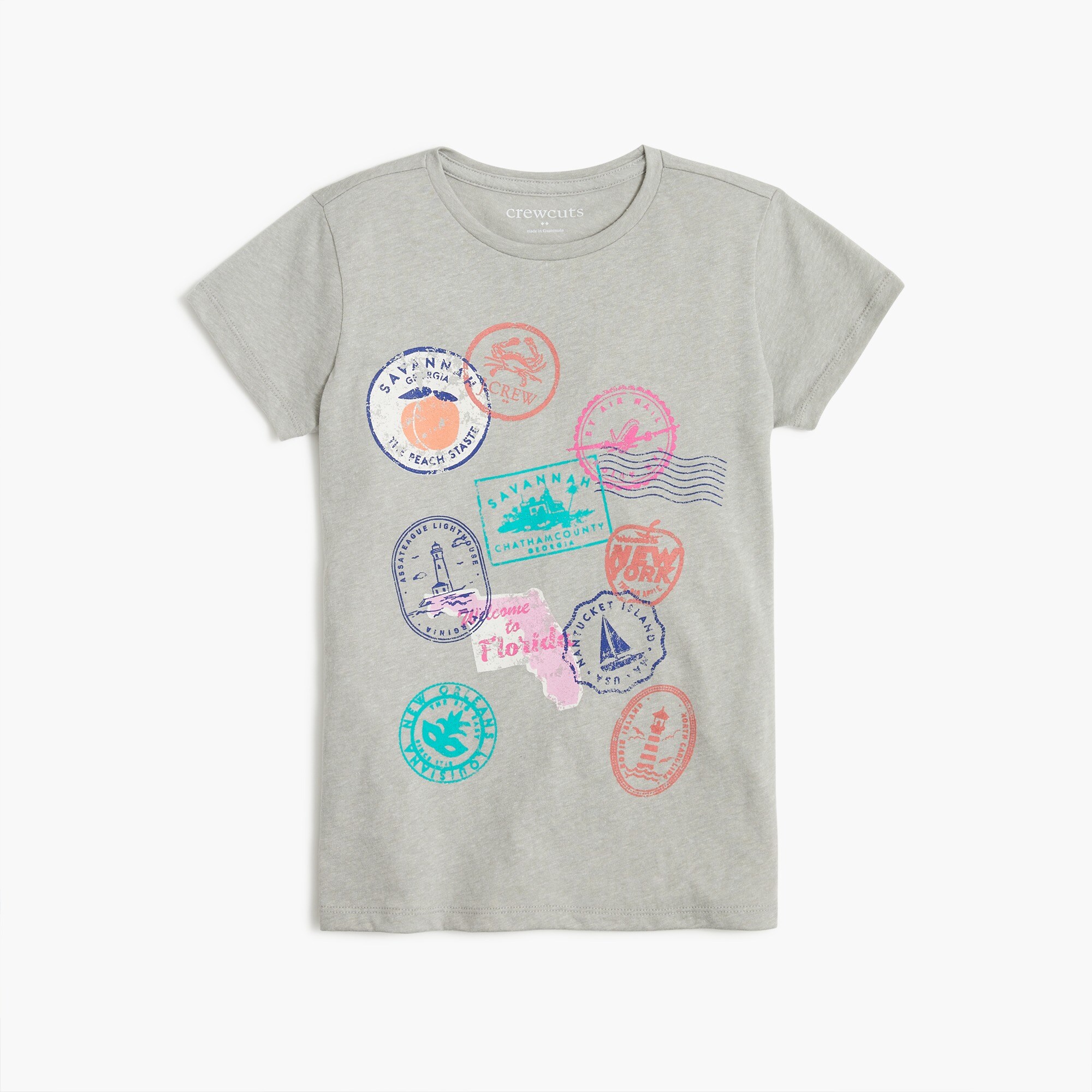 Girls' travel stamps graphic tee