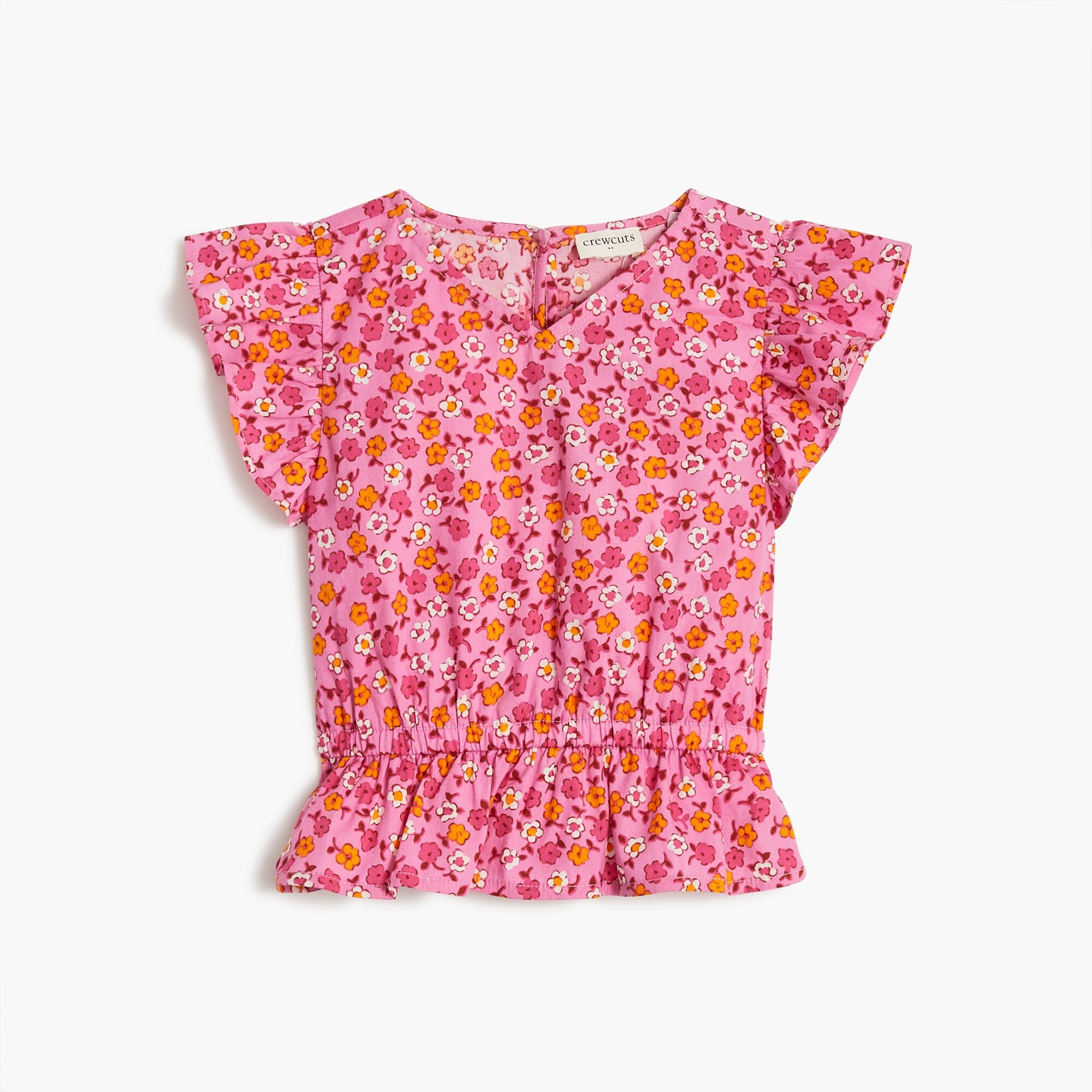 Girls' floral ruffle top