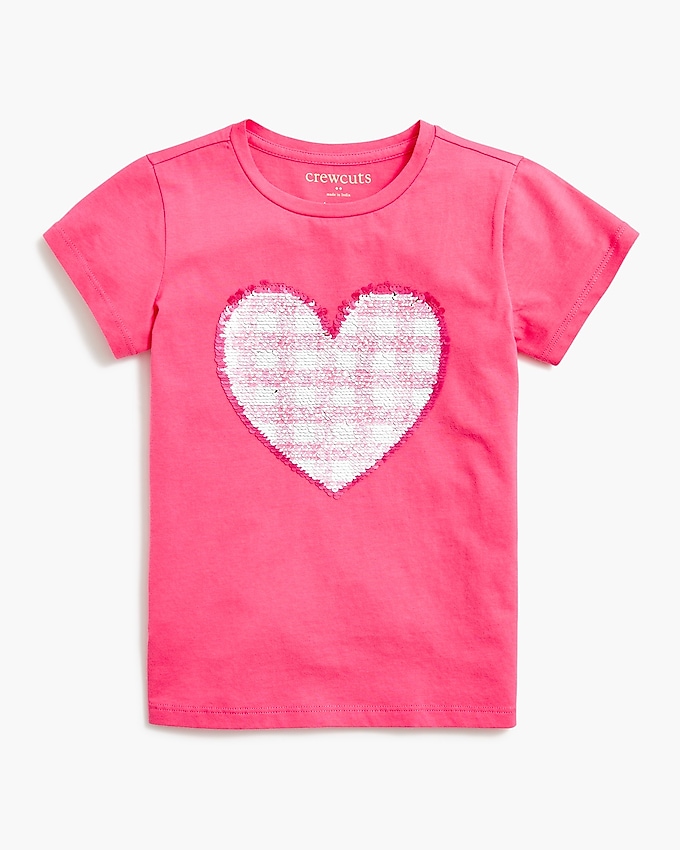 factory: girls&apos; sequin heart graphic tee for girls, right side, view zoomed
