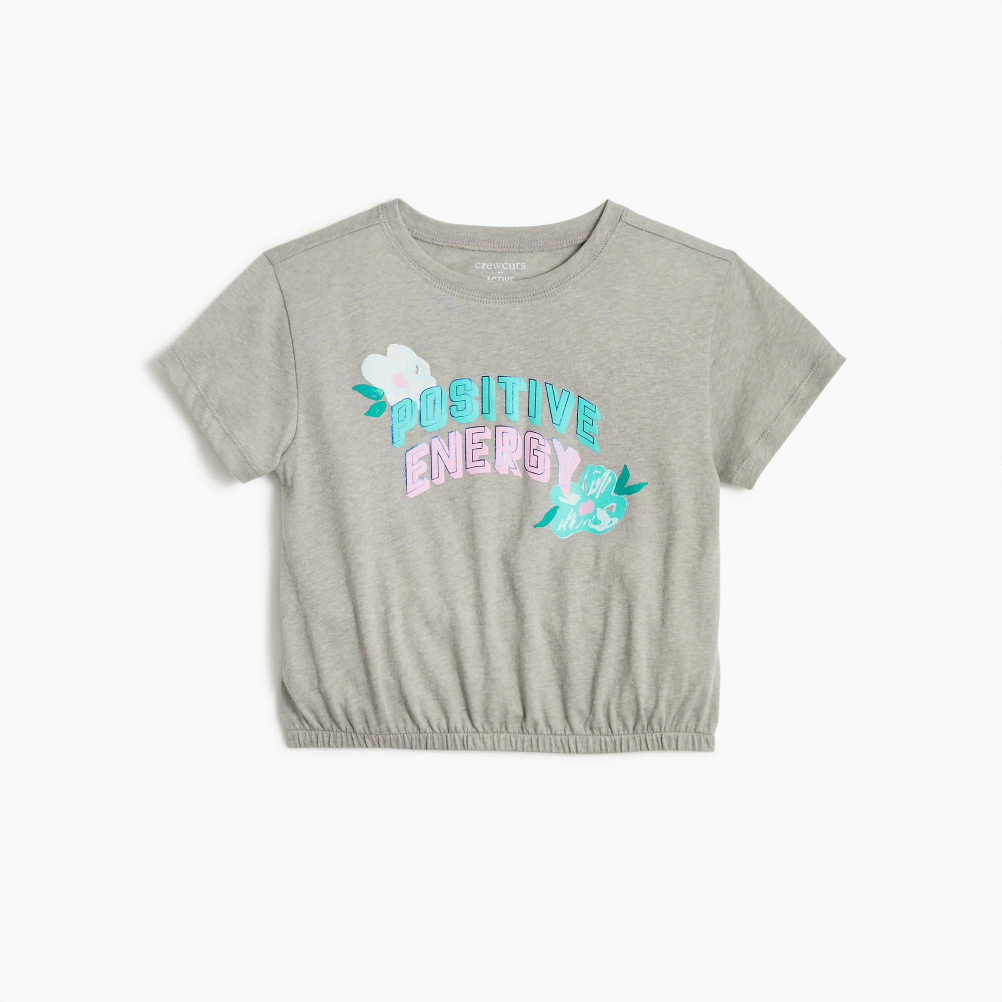 Girls' short-sleeve elastic-hem top