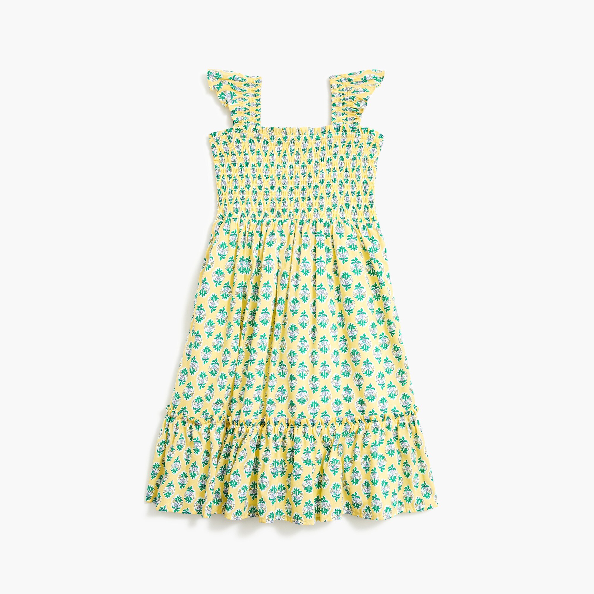 Girls' ruffle-sleeve tiered dress