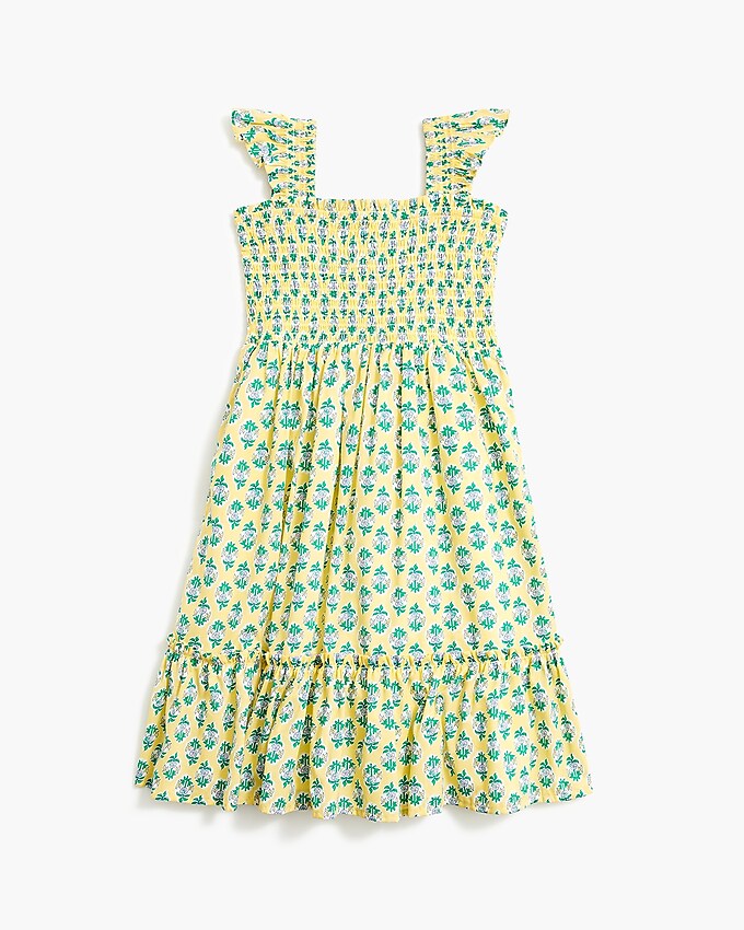 factory: girls&apos; ruffle-sleeve tiered dress for girls, right side, view zoomed