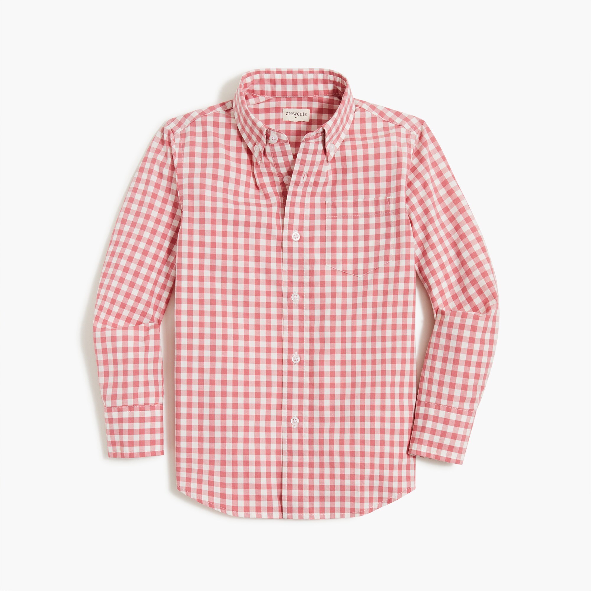 Boys' long-sleeve gingham washed shirt