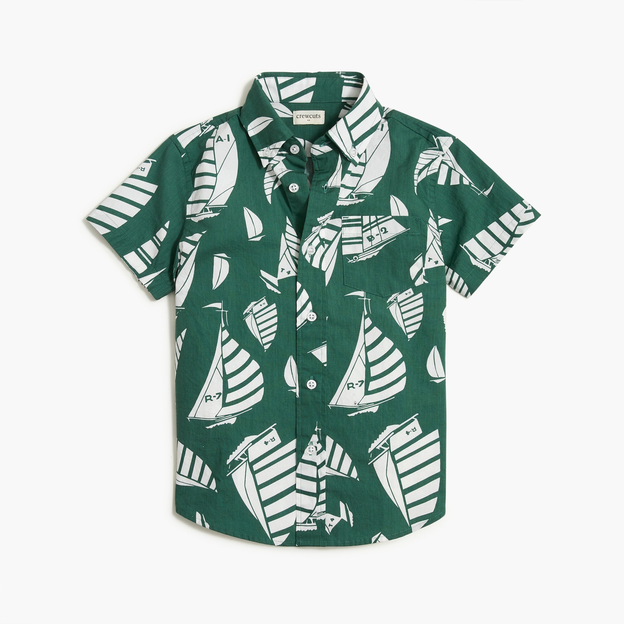 Boys' sailboat-print washed shirt