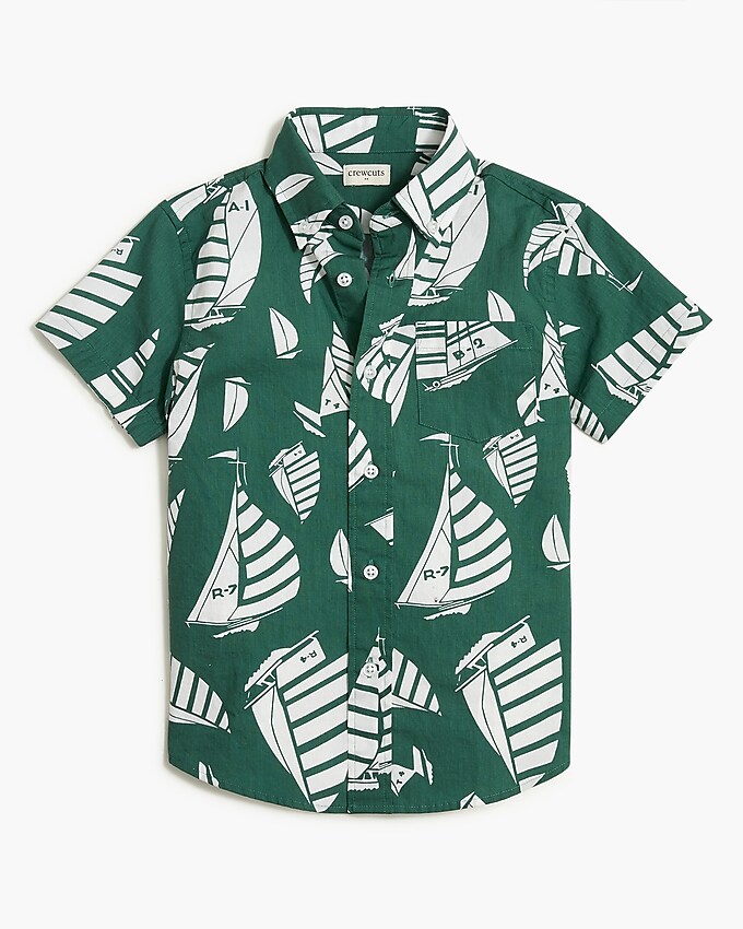 factory: boys&apos; sailboat-print washed shirt for boys, right side, view zoomed