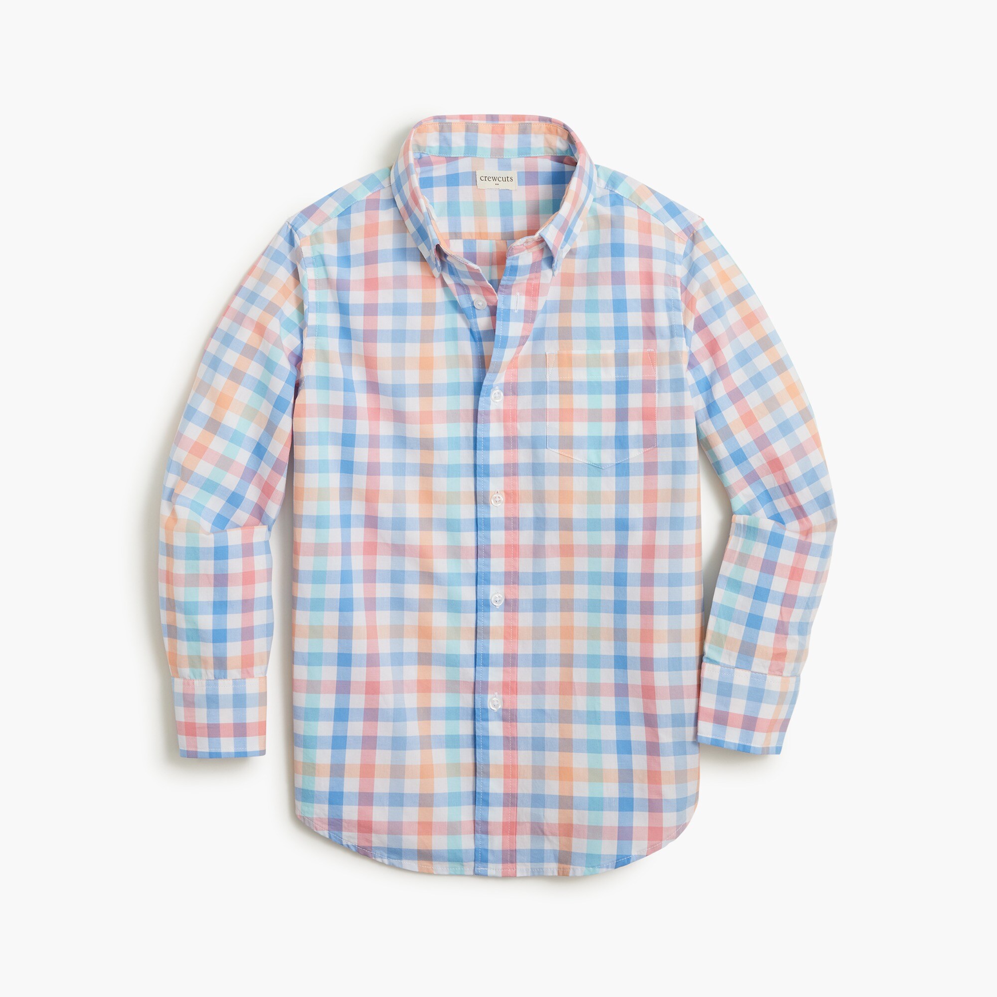 Boys' long-sleeve gingham washed shirt