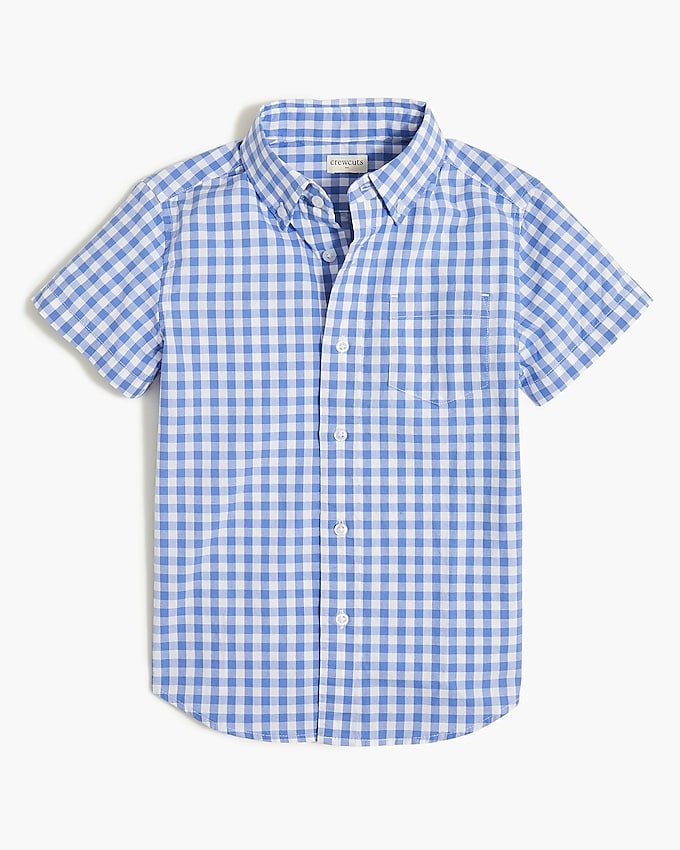 factory: boys&apos; gingham washed shirt for boys, right side, view zoomed