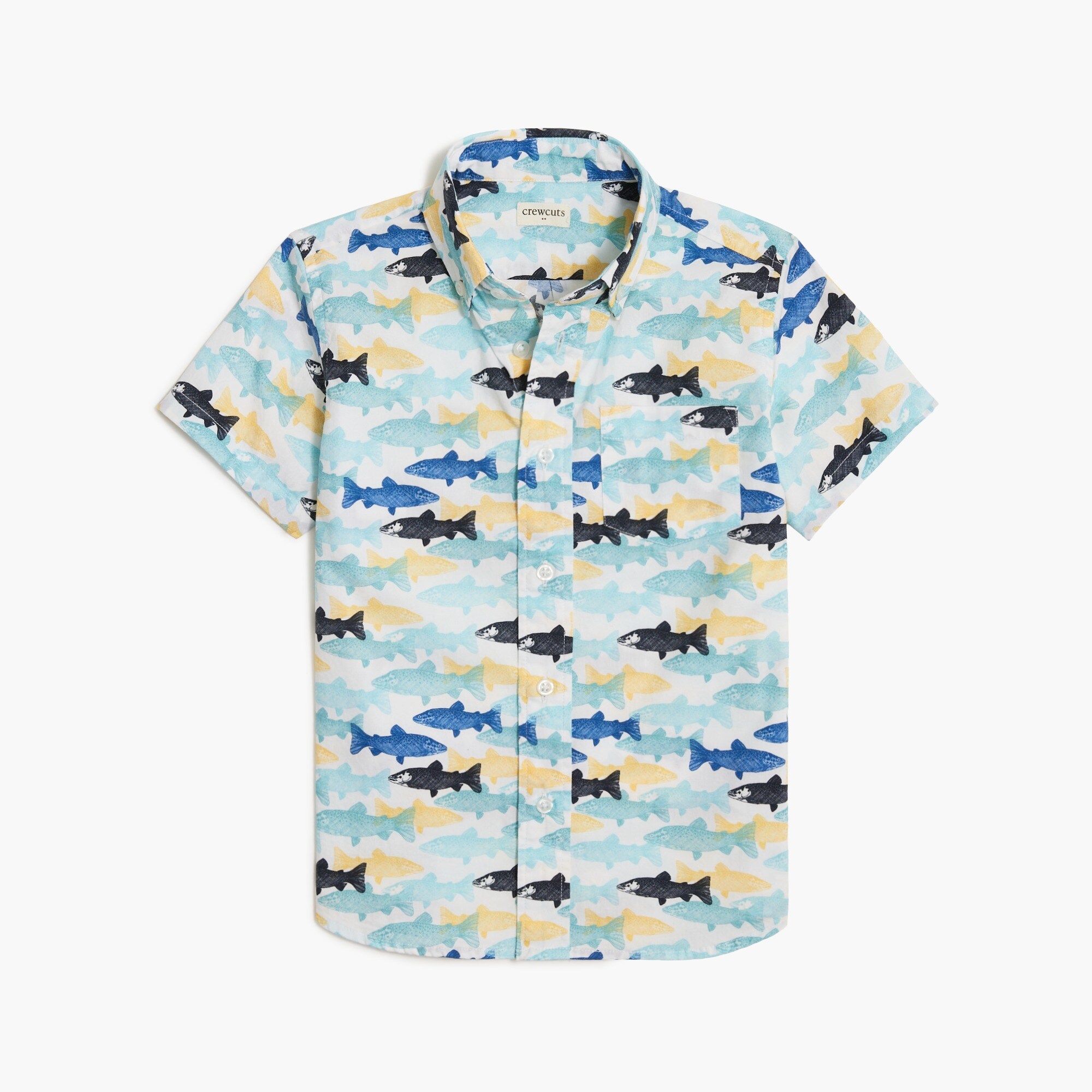 boys fish-print washed shirt for boys