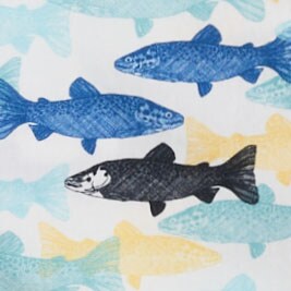 Boys fish-print washed shirt WHITE FIREFLY YELLOW NA 