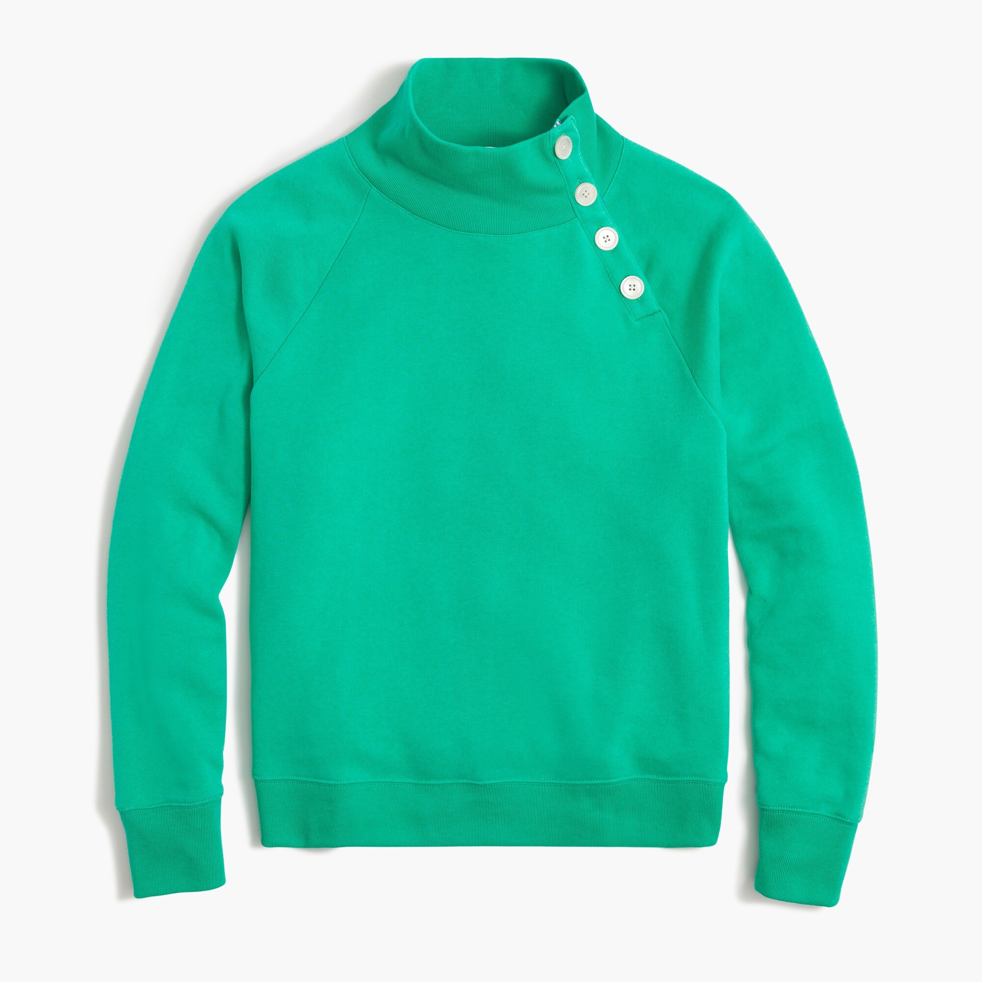 wide button-collar pullover sweatshirt in cloudspun fleece for women