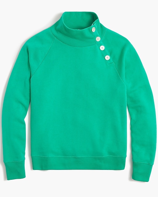  Wide button-collar pullover sweatshirt in cloudspun fleece