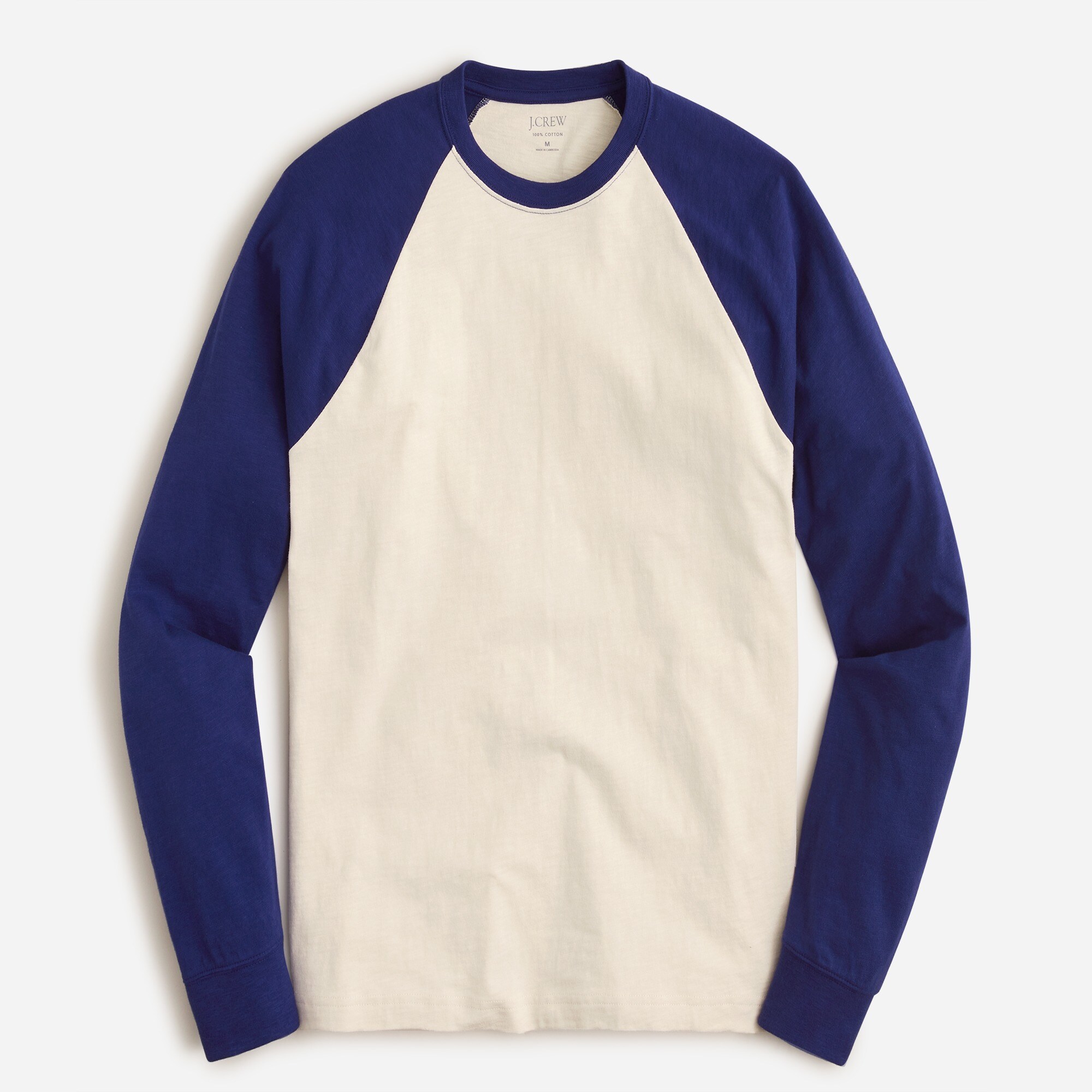 Long-sleeve slub cotton baseball tee