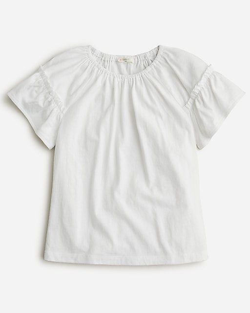  Girls&apos; short-sleeve ruffle-trim T-shirt