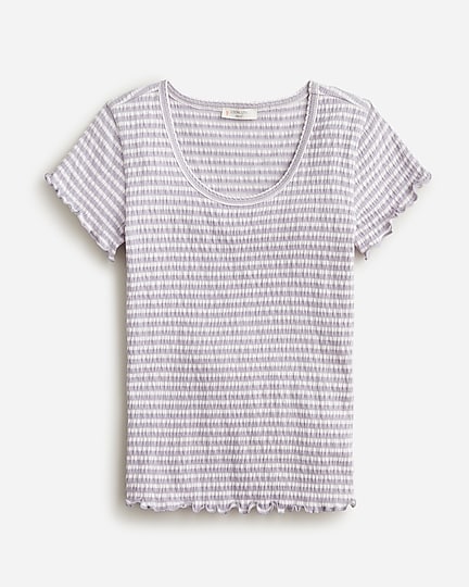  Girls&apos; crinkle lettuce-hem T-shirt in stripe