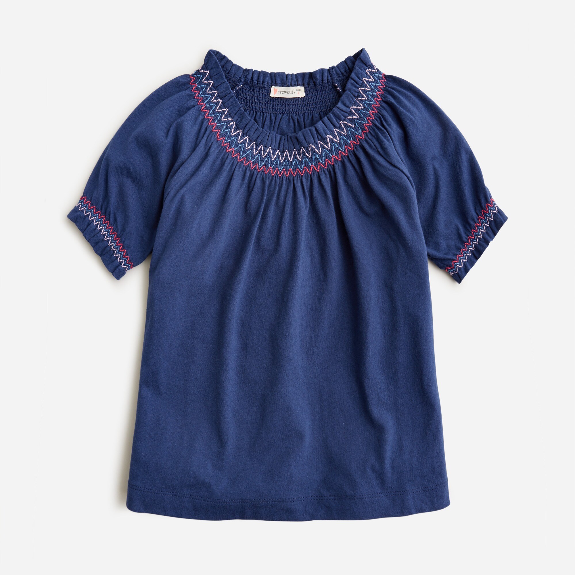  Girls&apos; embroidered smocked T-shirt