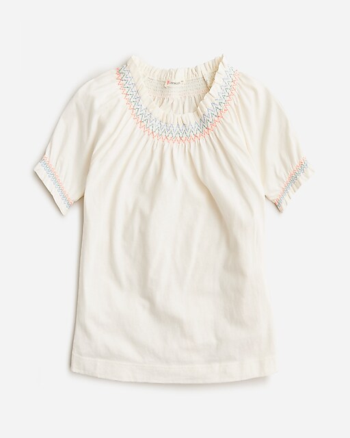  Girls&apos; embroidered smocked T-shirt