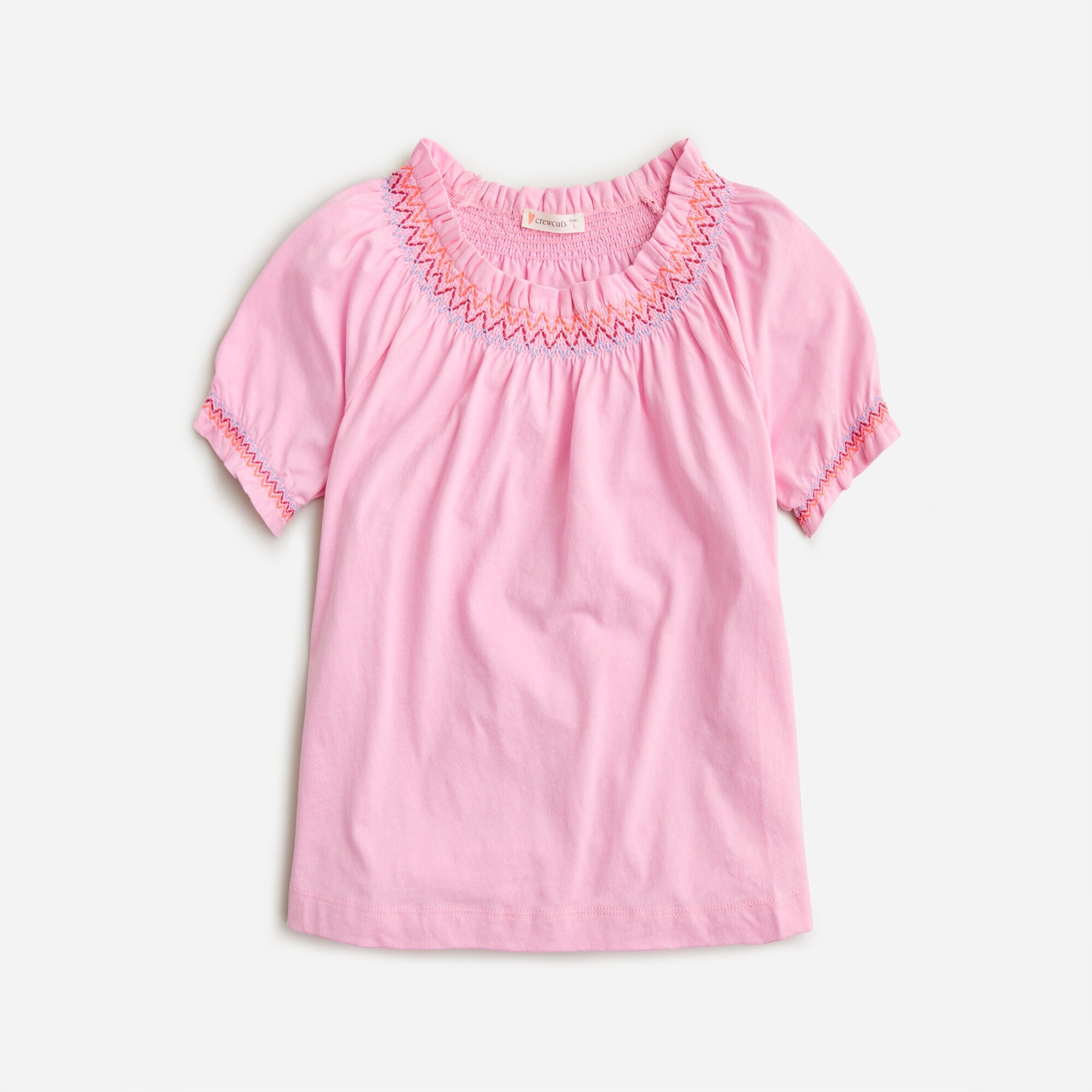 girls Girls&apos; embroidered smocked T-shirt