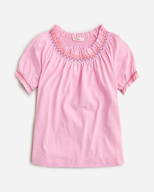  Girls&apos; embroidered smocked T-shirt
